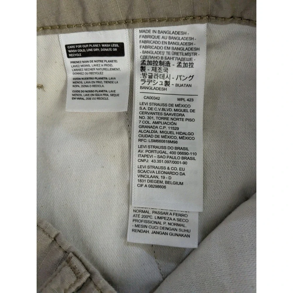 Levis Mens Cargo Shorts Tan Khaki Ripstop Cotton W32 23251-0009